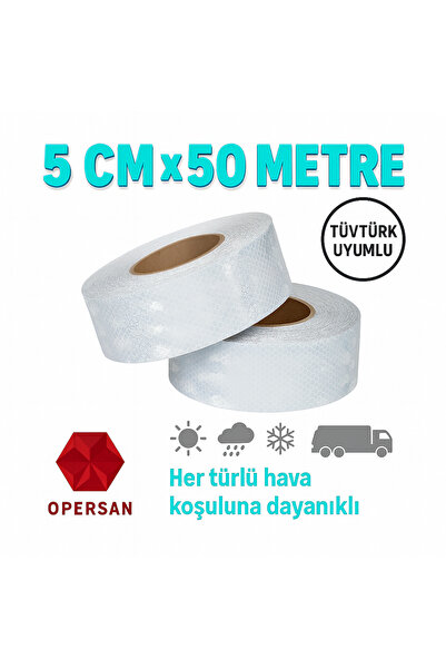 opersan White Color Stripe Reflective Reflector Tape 50 Meters X5 cm