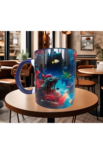 Mugs and love Okyanus akvaryumu tasarım büyük boy kupa