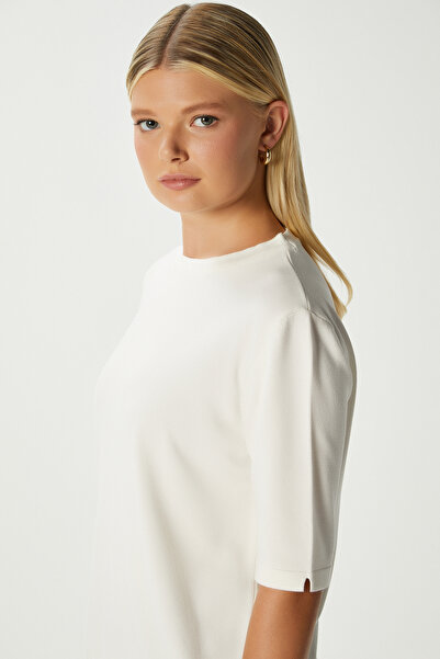 Ritnice Viscose Texture Next Premium Selection Ecru Half Sleeve Knitwear Sweater