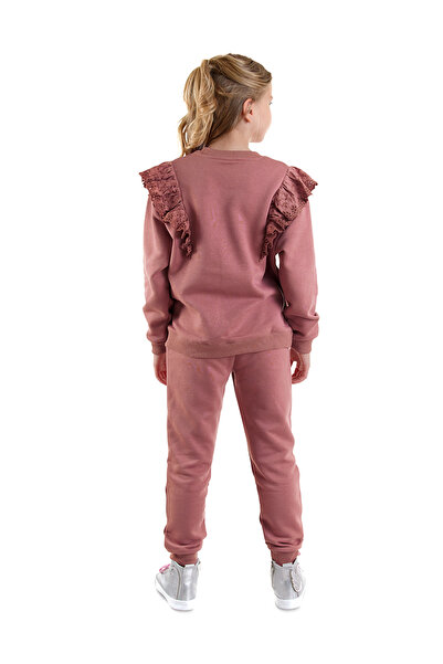 Denokids Fırfırlı Kız Çocuk Gül Kurusu Eşofman Takımı