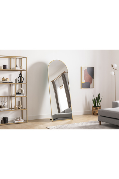Marsah Home Oglinda Semiovala De Podea Cu Suport 180x60 Cm Auriu