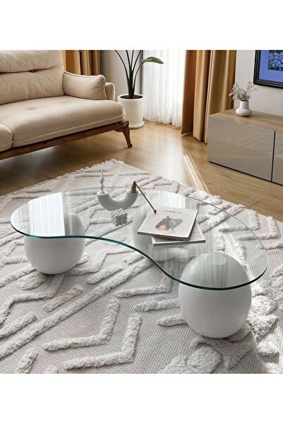 ALTUNTEPE HOME DESIGN Top Sehpa & Orta Sehpa (BEYAZ&SİYAH)