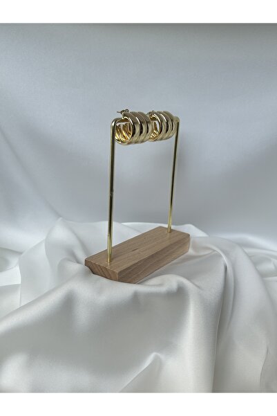 Vink Cu 3'lü Boru Gold Rengi Halka Küpe