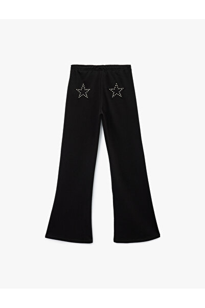 Koton Pamuklu Beli Lastikli Yıldız İşlemeli Geniş Paça Eşofman Altı