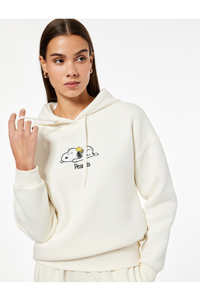 Koton Snoopy Licensed Hooded Long Sleeve Oversized Sweatshirt with Printed Back