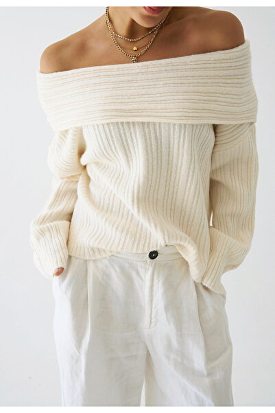 Jose Clothing Bluză cu mânecă lungă, cu guler Madonna, din viscoză, cu textura moale