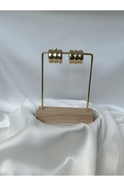 Vink Cu 3'lü Boru Gold Rengi Halka Küpe