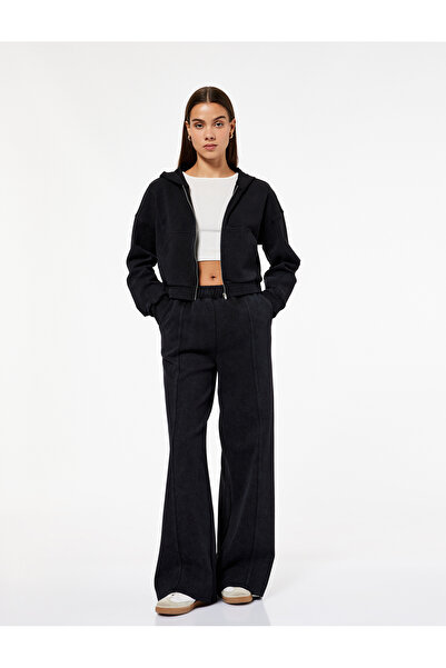 Koton Şardonlu Rahat Kalıp Nervürlü Cepli Beli Lastikli Geniş Paça Eşofman Altı