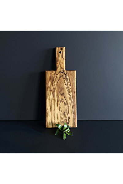 egedeneve لوح تقطيع بمقبض مستطيل من خشب الزيتون متوسط