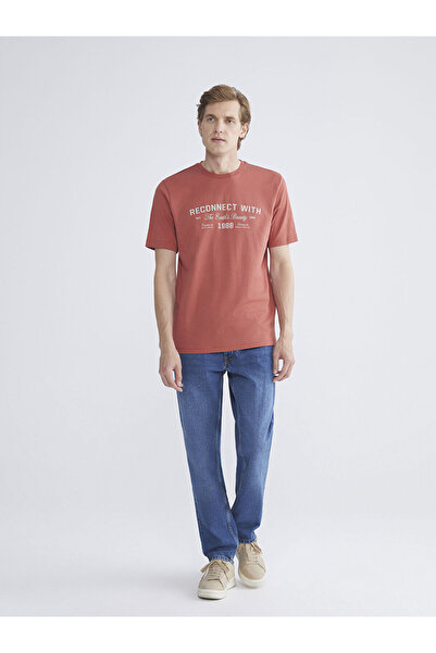 LC Waikiki Ανδρικό μπλουζάκι Vizyon New Season Crew Neck με τύπωμα από χτενισμένο βαμβάκι