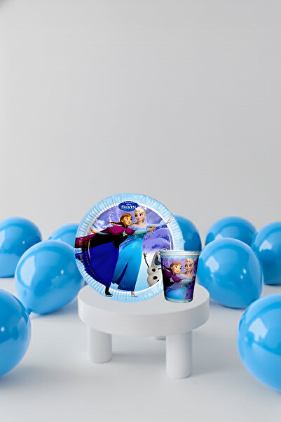 LOLLY PARTY 16 Kişilik Frozen Elsa Temalı Doğum Günü Partisi Tabak Bardak Seti