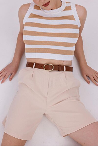 Desre Moda Gold Buckle Belted Women's Belt Trouser Belt Shirt Belt Coat Belt