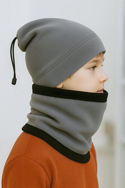 Homy Life Winter Thick Fleece Drawstring Beanie & Double Layer Neck Gaiter Set |   Windproof Hat Beanie, Thermal Neck Gaiter Scarf