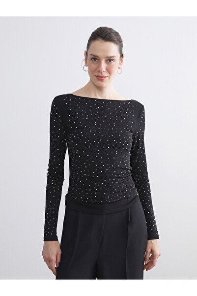 LC Waikiki Γυναικείο μπλουζάκι LCWAIKIKI BasicBlack με λαιμόκοψη σε σχήμα U