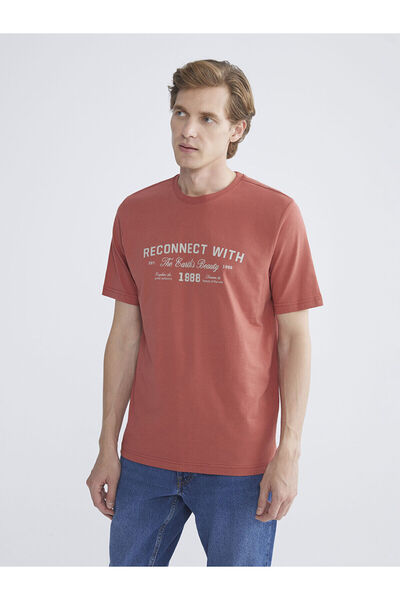 LC Waikiki Ανδρικό μπλουζάκι Vizyon New Season Crew Neck με τύπωμα από χτενισμένο βαμβάκι