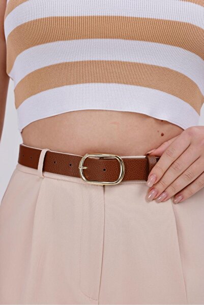 Desre Moda Gold Buckle Belted Women's Belt Trouser Belt Shirt Belt Coat Belt