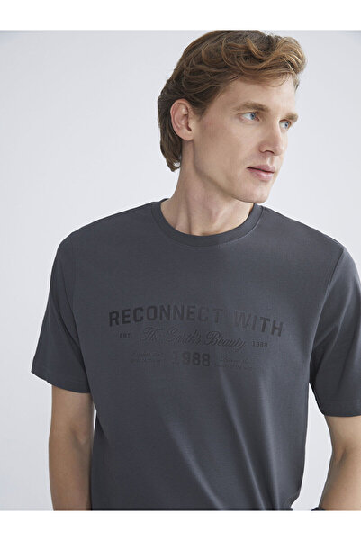 LC Waikiki Ανδρικό μπλουζάκι Vizyon New Season Crew Neck με τύπωμα από χτενισμένο βαμβάκι