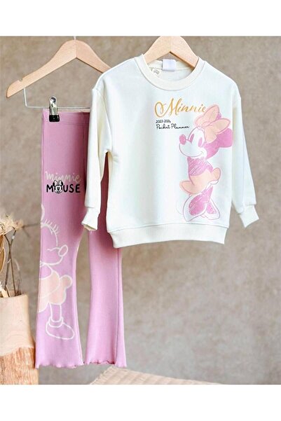 SONGÜLBERİK Girl's Corded Fabric Leggings Bottom-Top Set