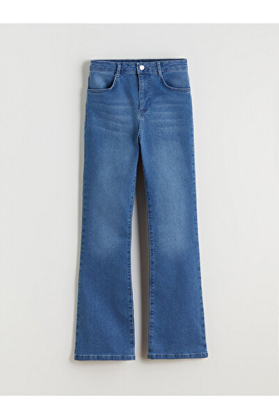 LC Waikiki Pantaloni din denim pentru fete Indigo evazat