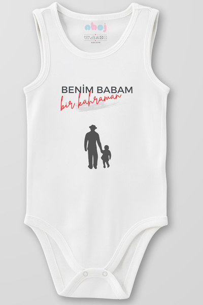 Ahoj بدلة أطفال بدون أكمام مصنوعة من القطن العضوي بنسبة 100%، بتصميم 'أبي هيرو'