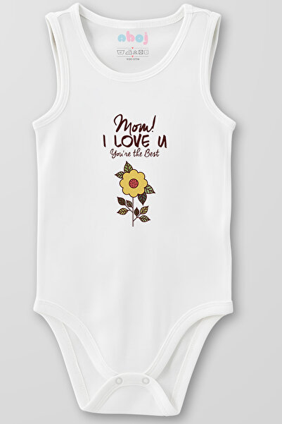 Ahoj بدلة أطفال بدون أكمام مصنوعة من القطن العضوي 100% بعبارة 'أمي أحبك، أنت ...