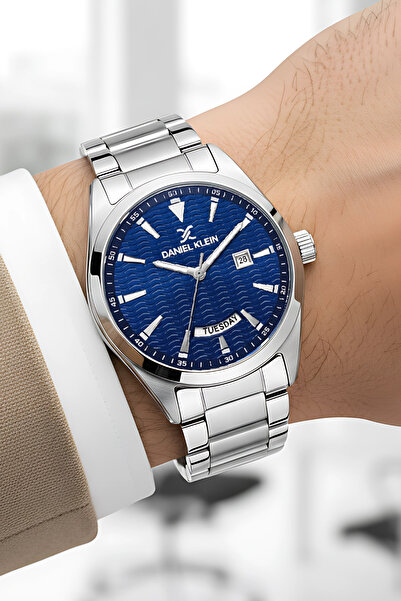 Daniel Klein Erkek Kol Saati Takvimli Çelik Kordon Çelik Kasa Bileklik Hediyesi İle 3 atm Su Geçirmez