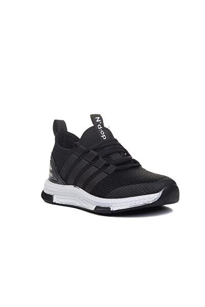 N'drops 02 Hálós, nyári, ortopéd, kényelmes, fekete színű gyermek sportcipő fehér anyaggal a talpán