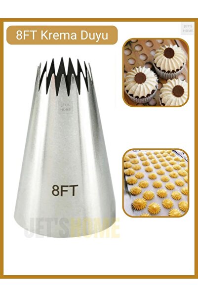 Jet's Home 8FT Krema Duyu Büyük Boy Pasta Duyu Paslanmaz Çelik 35X18X52 mm