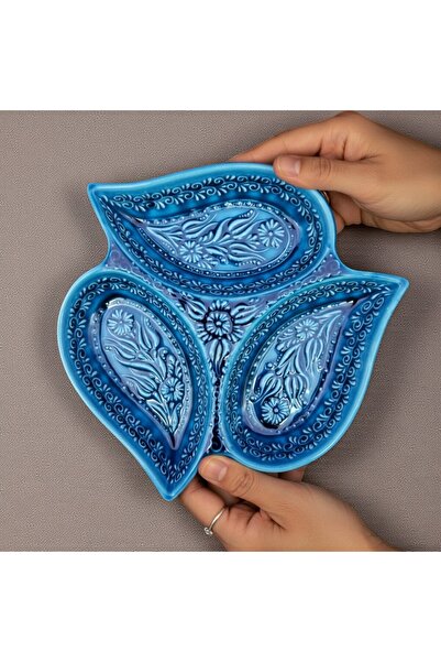 sharp&art Ceramic Snack Bowl and Breakfast Set - 3 Pieces and 6 Pieces, Embossed Pattern, 2 Different Color Options