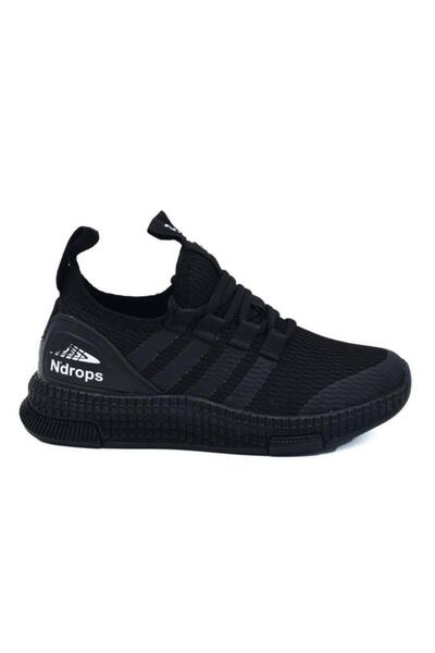 N Drops Black Unisex Kids Sports Shoes