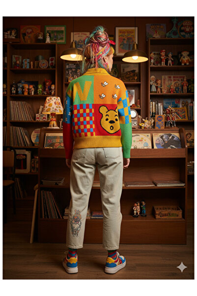 Namaste Vintage Winnie the Poh Print Retro Cardigan (S/M)