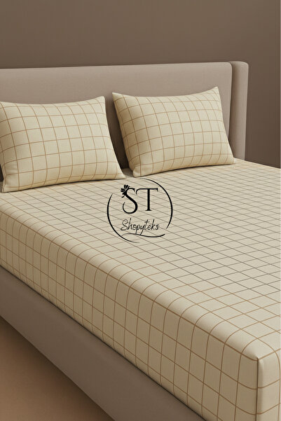 Shopyteks طقم ملاءة سرير مطاطية من القطن منقوش مقاس كبير – 180x200 سم |   مضاد للبكتيريا ومريح