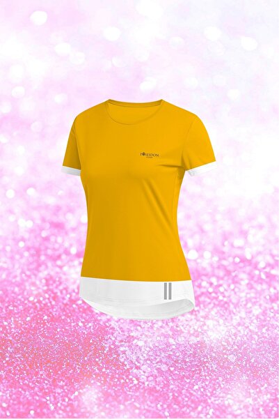 POSEIDON STORM Γυναικείο κίτρινο μπλουζάκι Dri-Fit με λαιμόκοψη αθλητικό casu...