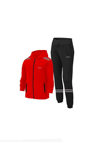 POSEIDON STORM Boy's Red Daily Athlete Comfortable Tracksuit Set 104cm-176cm with Front Pocket Stripe