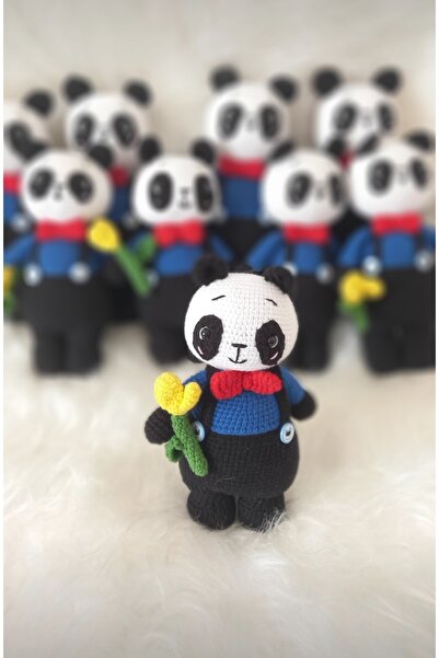 Toyscity Papyonlu Panda Amigurumi Organik Örgü Oyuncak