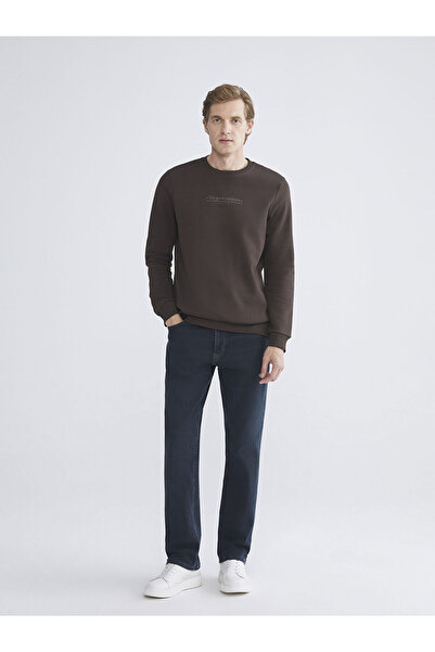 LC Waikiki Özmarka Yeni Sezon Bisiklet Yaka Baskılı Erkek Kalın Sweatshirt