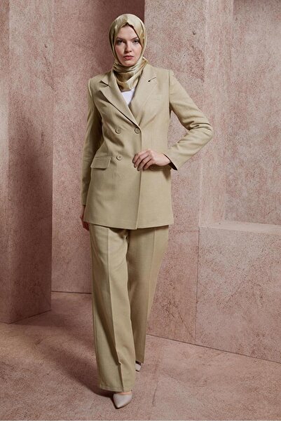 Alvina 30420 Model Linen Textured Pants Set