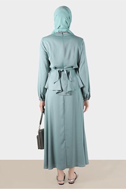 Alvina Cross-Bound Satin Double Skirt Suit 30280