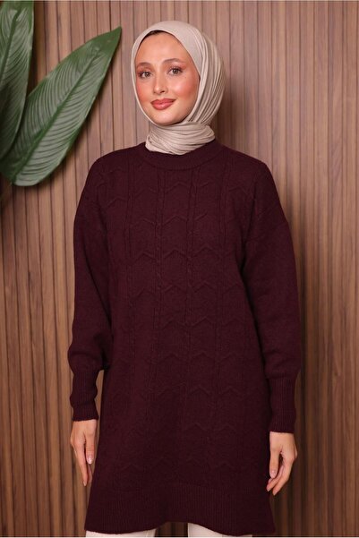 TRENDTESETTÜR Women's Burgundy Knit Tunic t 1107