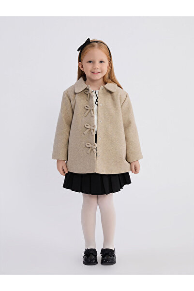LC Waikiki LCW Kids Bej Fiyonk Detaylı Kız Çocuk Kaşe Kaban