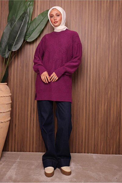 TRENDTESETTÜR Women's Fuchia Knitwear Tunic t 0207