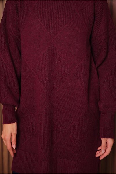 TRENDTESETTÜR Women's Burgundy Knit Tunic t 6207