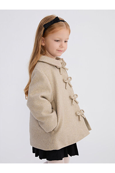 LC Waikiki LCW Kids Bej Fiyonk Detaylı Kız Çocuk Kaşe Kaban