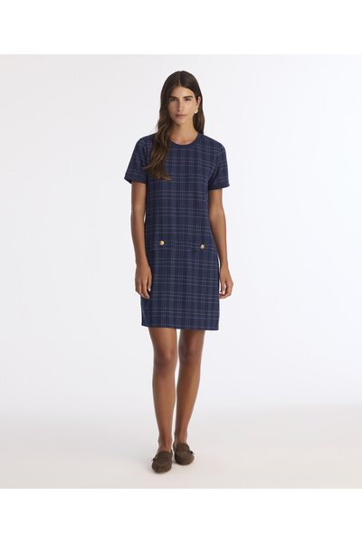 Yargıcı Dar Bisiklet Yaka Kısa Kol Elbise