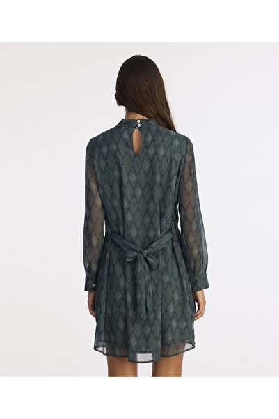 Yargıcı Bol Yarım Balıkçı Yaka Uzun Kol Elbise