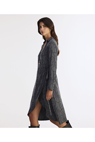 Yargıcı Dar Gömlek Yaka Uzun Kol Elbise