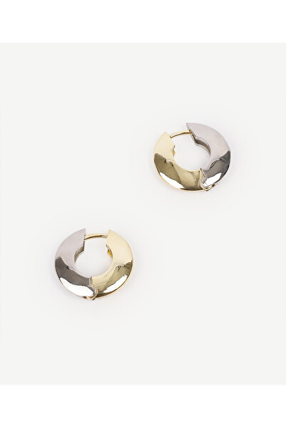 Yargıcı Gold Ve Silver Detaylı Halka Küpe