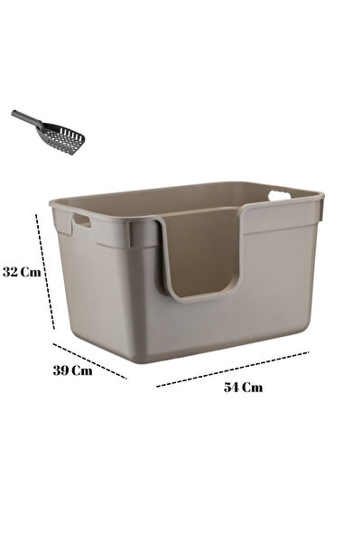 SENNEDİLERSEN Alfa Tanos Dekoratif Büyük Yarı Kapalı Kedi Tuvaleti (Kürek Hed...