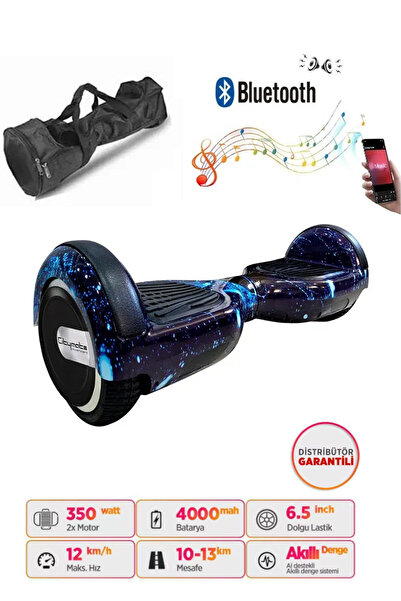 CityMate Elektrikli Kaykay Full Ledli Hoverboard Bluetooth Hoparlörlü 6.5 Inch Çanta Hediyeli D12