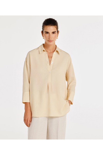Yargıcı Rahat Kalıplı Çan Kollu Gömlek
